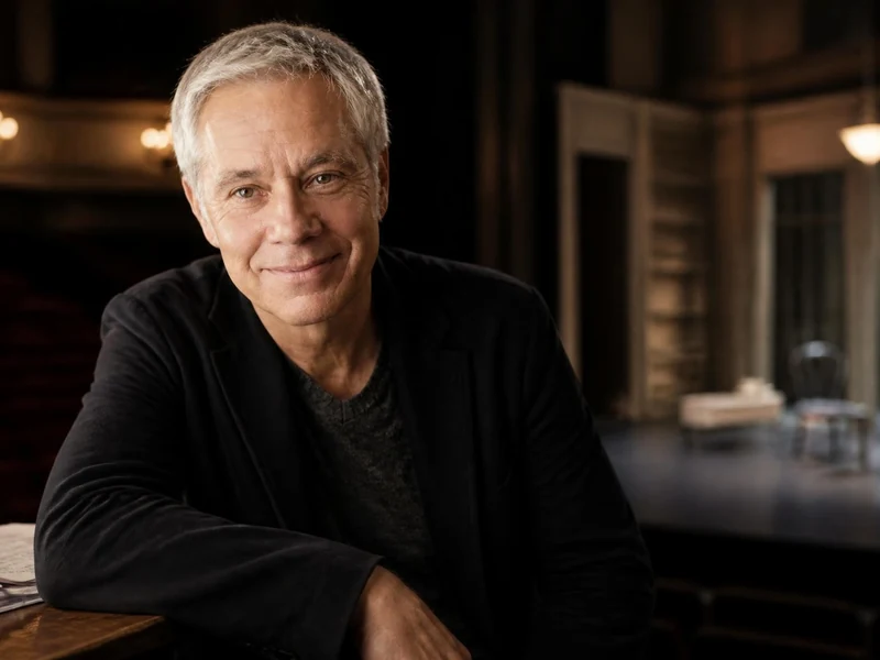 Portrait souriant de l'acteur et metteur en scène José Paul sur la scène d'un théâtre