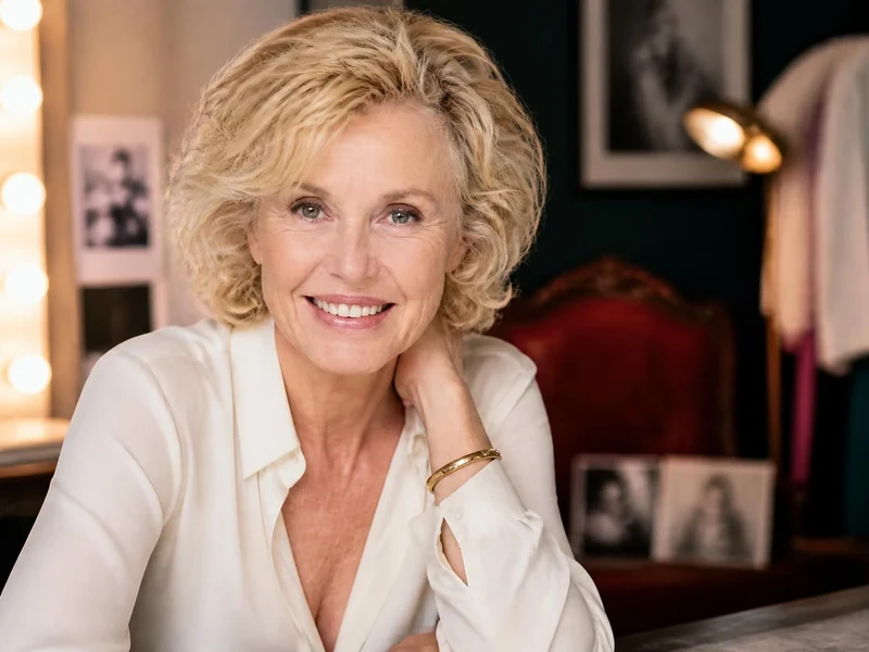 Portrait souriant de la comédienne Manoëlle Gaillard dans une loge de théâtre