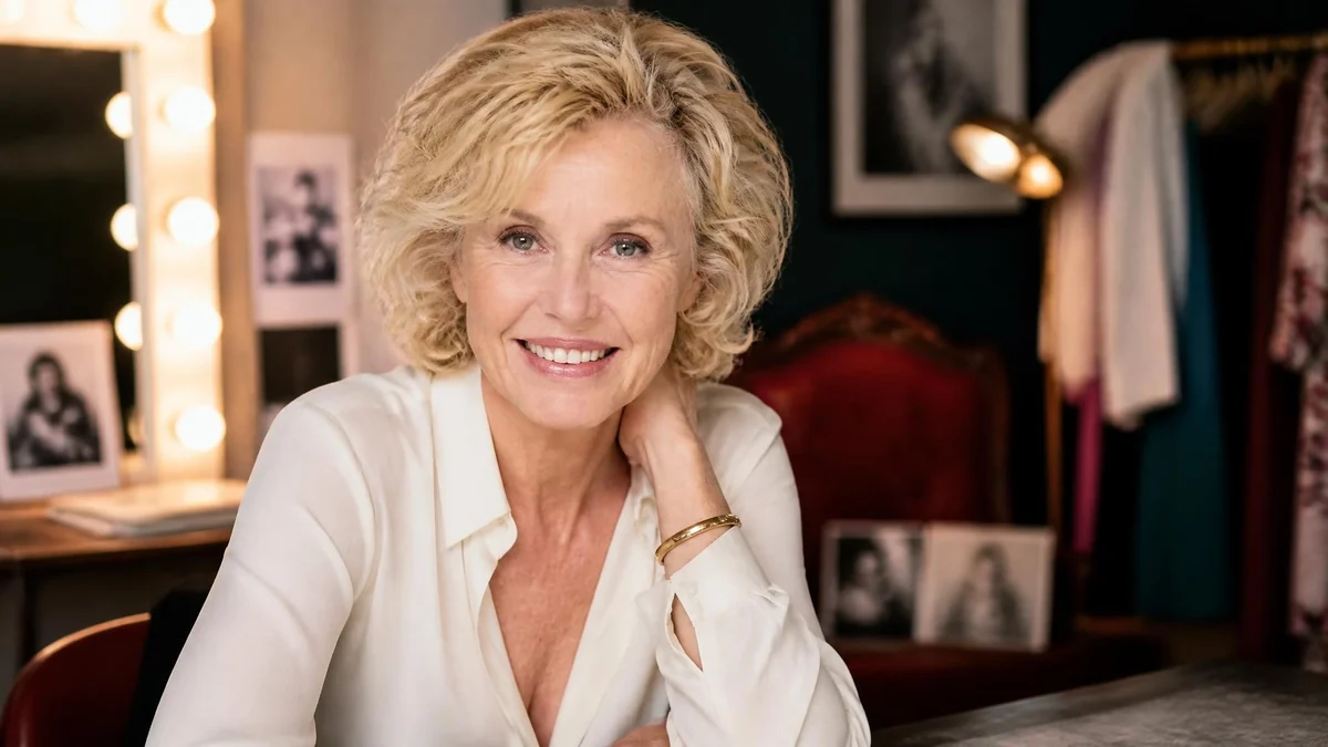 Portrait souriant de la comédienne Manoëlle Gaillard dans une loge de théâtre
