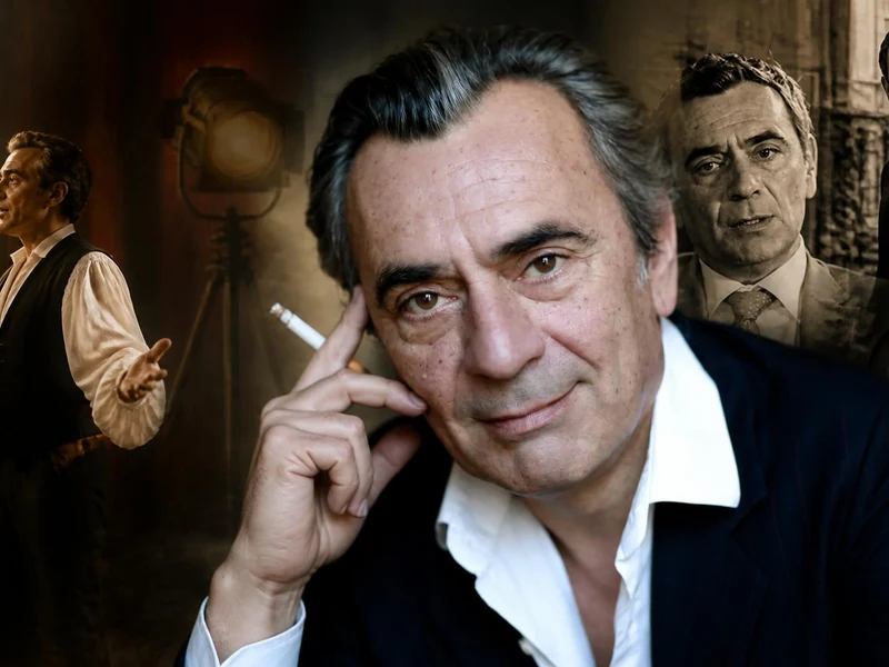 Montage photo montrant Michel Bompoil dans différents rôles au théâtre et au cinéma