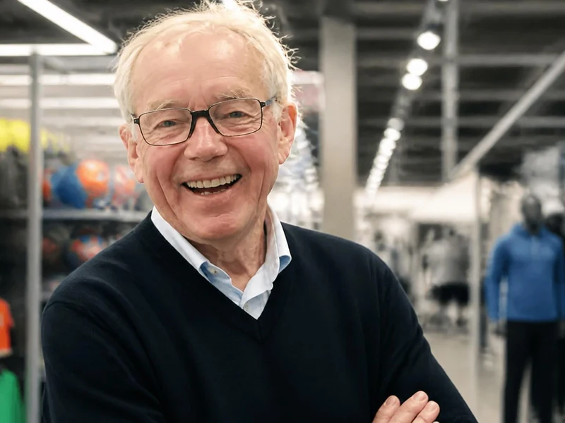 Portrait souriant de l'entrepreneur Michel Leclercq dans un magasin de sport