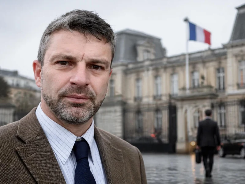 Portrait de Michel Stoumboff devant le bâtiment officiel de Matignon