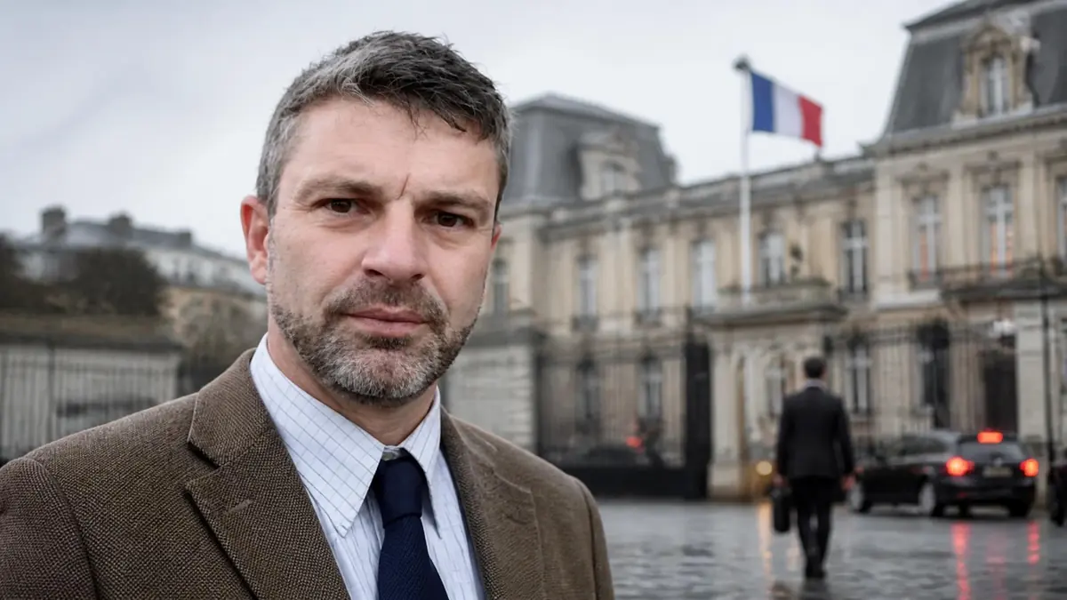 Portrait de Michel Stoumboff devant le bâtiment officiel de Matignon