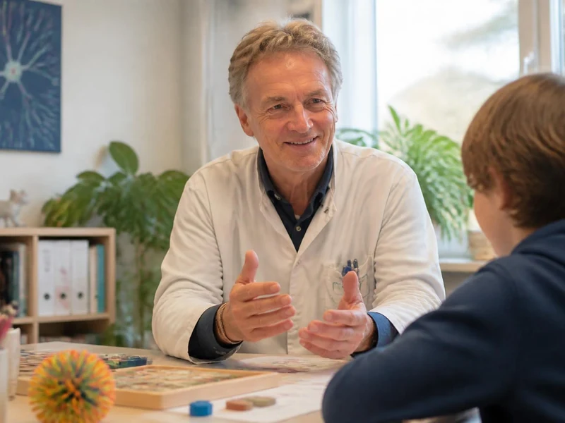 Olivier Revol en consultation avec un jeune patient dans son cabinet médical