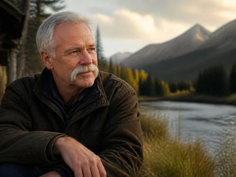 L'écrivain Pete Fromm contemple un paysage sauvage et montagneux au bord d'une rivière