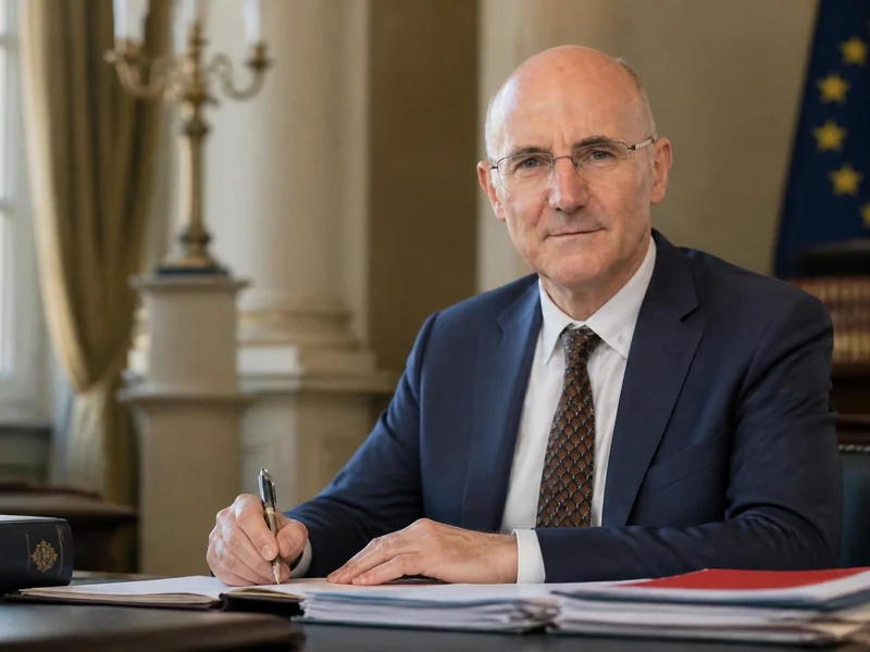 Portrait de Christophe Soulard assis à son bureau devant des dossiers officiels