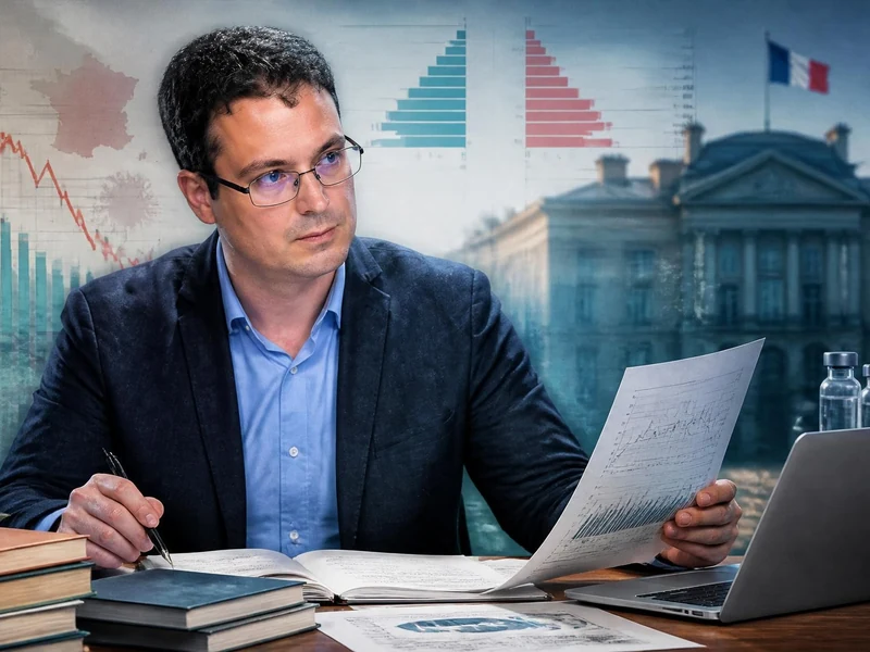 Le statisticien Pierre Chaillot travaille sur des documents et des données devant un montage illustrant son analyse