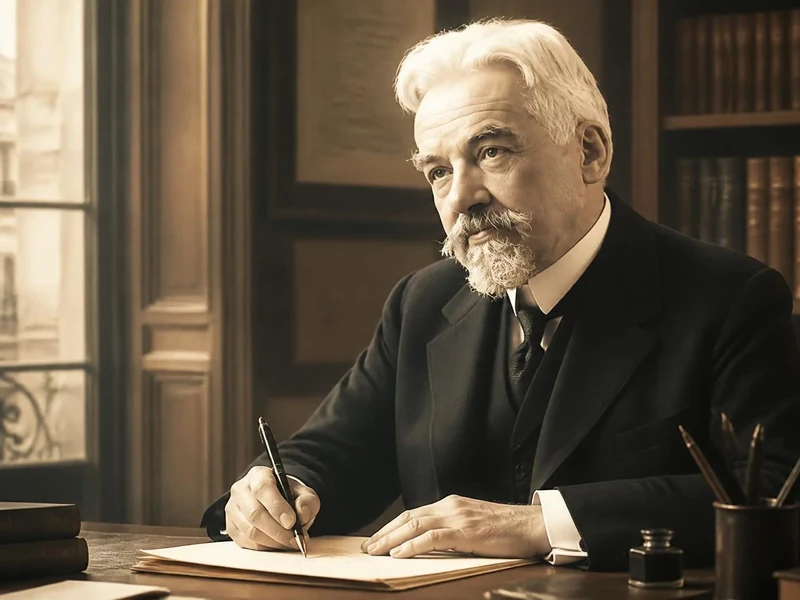 Portrait de Raymond Carré de Malberg travaillant à son bureau dans une bibliothèque ancienne