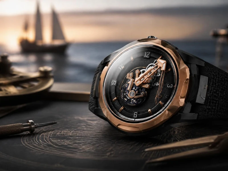 Montre de luxe Ulysse Nardin posée sur une carte marine ancienne avec un voilier en arrière-plan