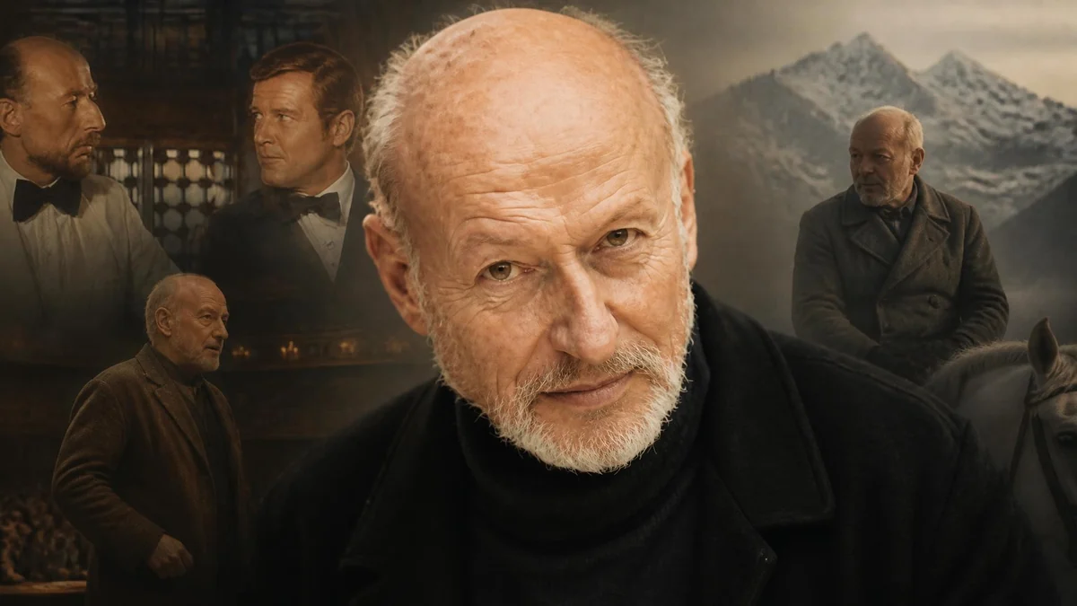 Portrait composite illustrant les différents rôles joués par l'acteur Vernon Dobtcheff au cours de sa carrière