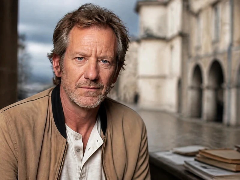 Portrait de l'acteur Vincent Winterhalter posant en extérieur devant un bâtiment historique