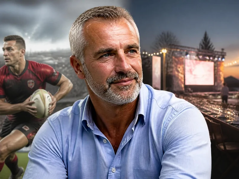 Portrait de Yann Delaigue illustrant son évolution de joueur de rugby à entrepreneur