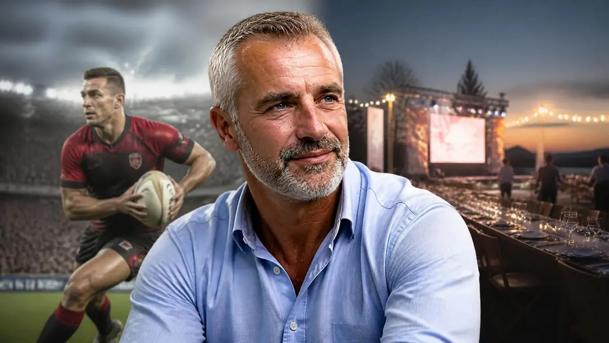 Portrait de Yann Delaigue illustrant son évolution de joueur de rugby à entrepreneur
